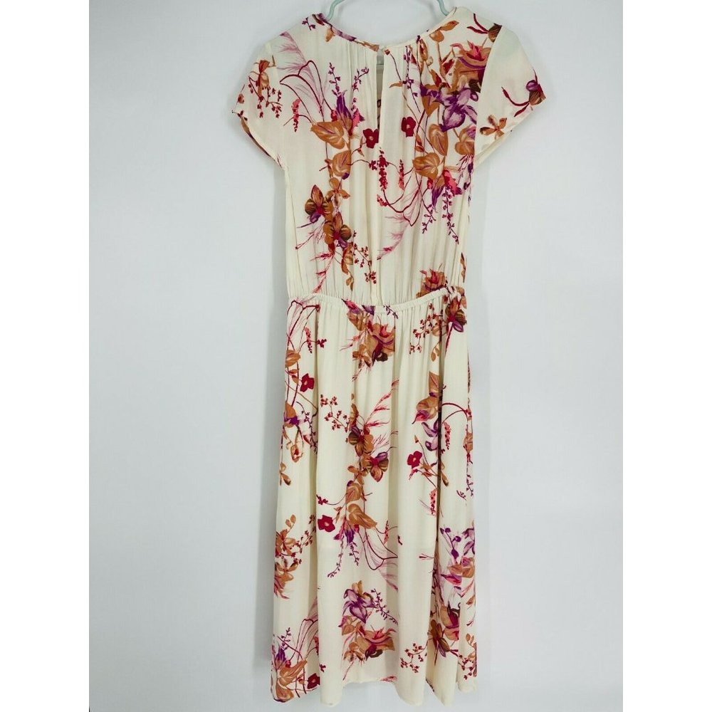 A New Day Womens Dress Size M Floral Short Cap Sleeve Pockets Cinched Waist NWT - Picture 2 of 8